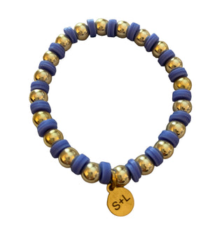 Gold and Clay Heishi Beaded Bracelet