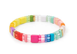 Enamel & Lucite Beaded Tile Bracelet