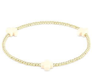 2mm Gold Beaded Cross Bracelet