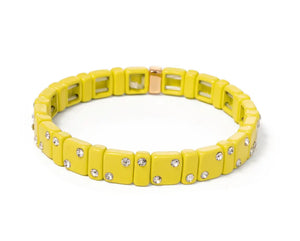 Enamel & Rhinestone Tile Bracelet