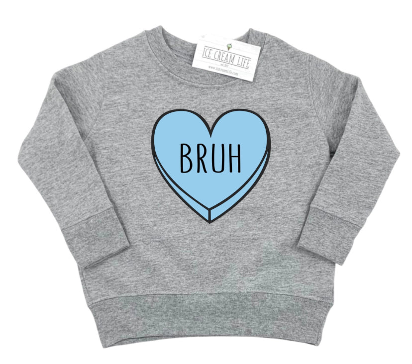 "BRUH"Candy Heart Kids Sweatshirt