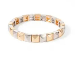 Silver & Gold Enamel Studded Tile Bracelet