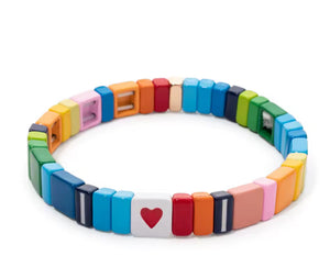 Colorful Enamel Heart Tile Bracelet