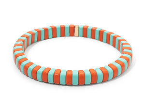 Enamel Striped Skinny Curved Tile Bracelet