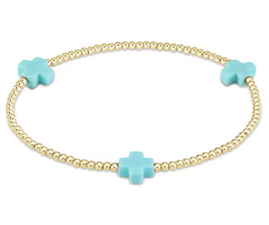 2mm Gold Beaded Cross Bracelet