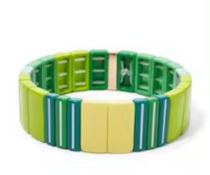 Large Rectangular Striped Enamel Tile Bracelet