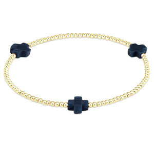 2mm Gold Beaded Cross Bracelet