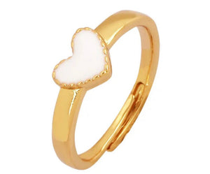 Gold Plated Mini Enamel Heart Pendant Adjustable Ring