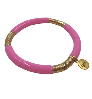 4mm Acrylic Bracelet W/ Gold Heishi Beads