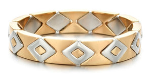 Gold & Silver Diamond Shape Enamel Tile Bracelet