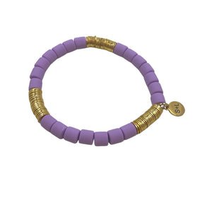 6mm Polymer Clay Bracelet W/ Gold Heishi Beads
