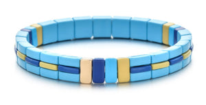 Multicolored Mixed Square Shape Enamel Tile Bracelet