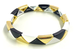 Black/Gold & White Large Triangle Tile Bracelet