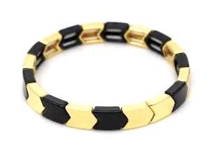 Gold & Black Large Arrow Tile Bracelet