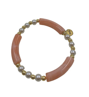 8mm Acrylic Bamboo Bracelet W/ Pearls