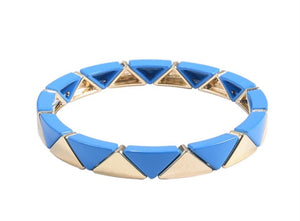 Blue & Gold Large Triangle Shape Enamel Tile Bracelet