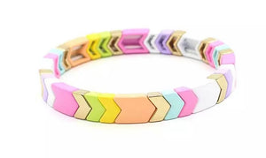 Multicolored Large Arrow & Chevron Tile Bracelet