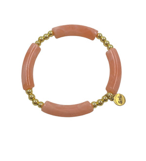 8mm Acrylic Bamboo Bracelet W/ Gold Beads