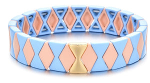 Blue & Nude Hourglass Enamel Tile Bracelet